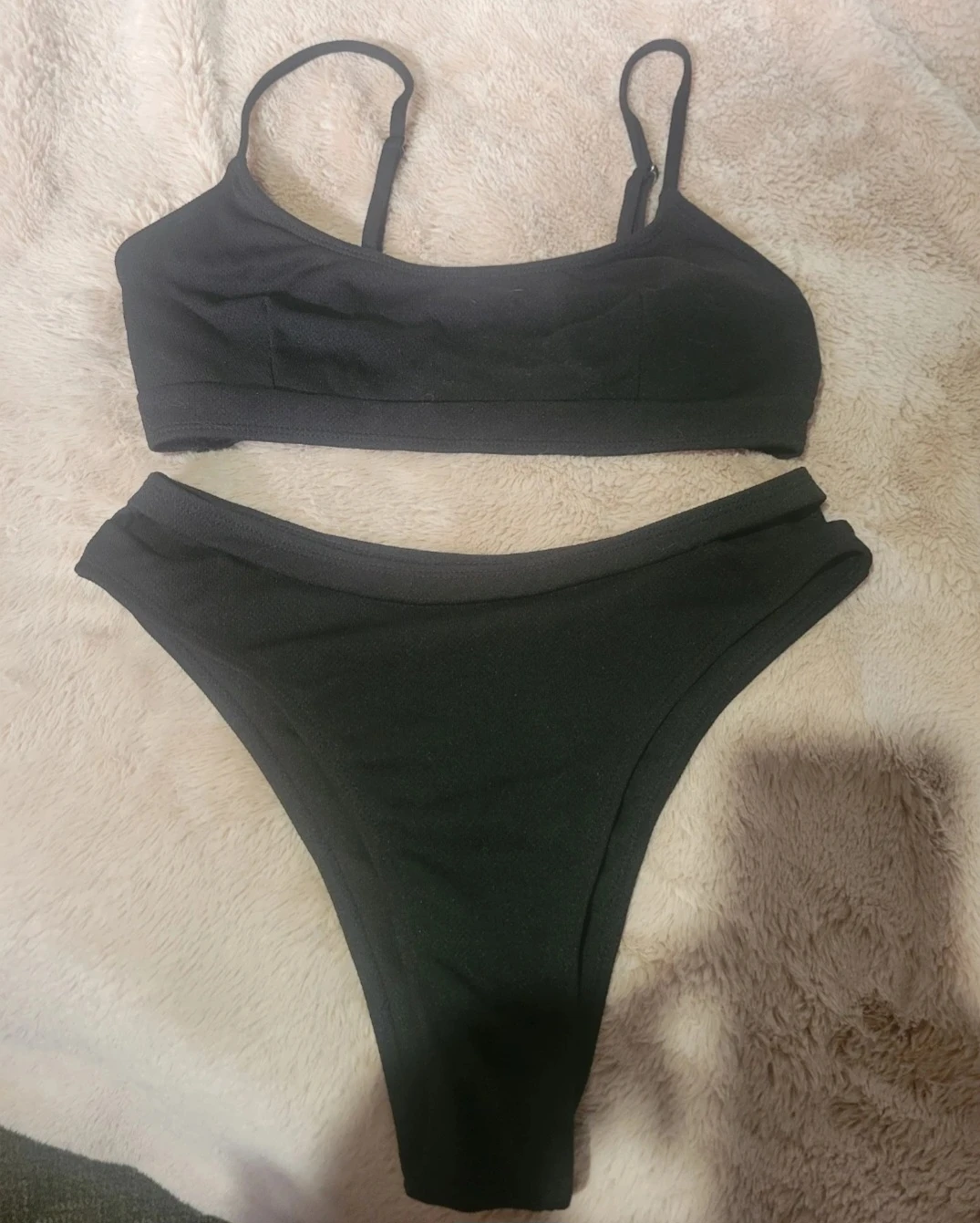 Black Bralette and High-Waisted Bikini Set