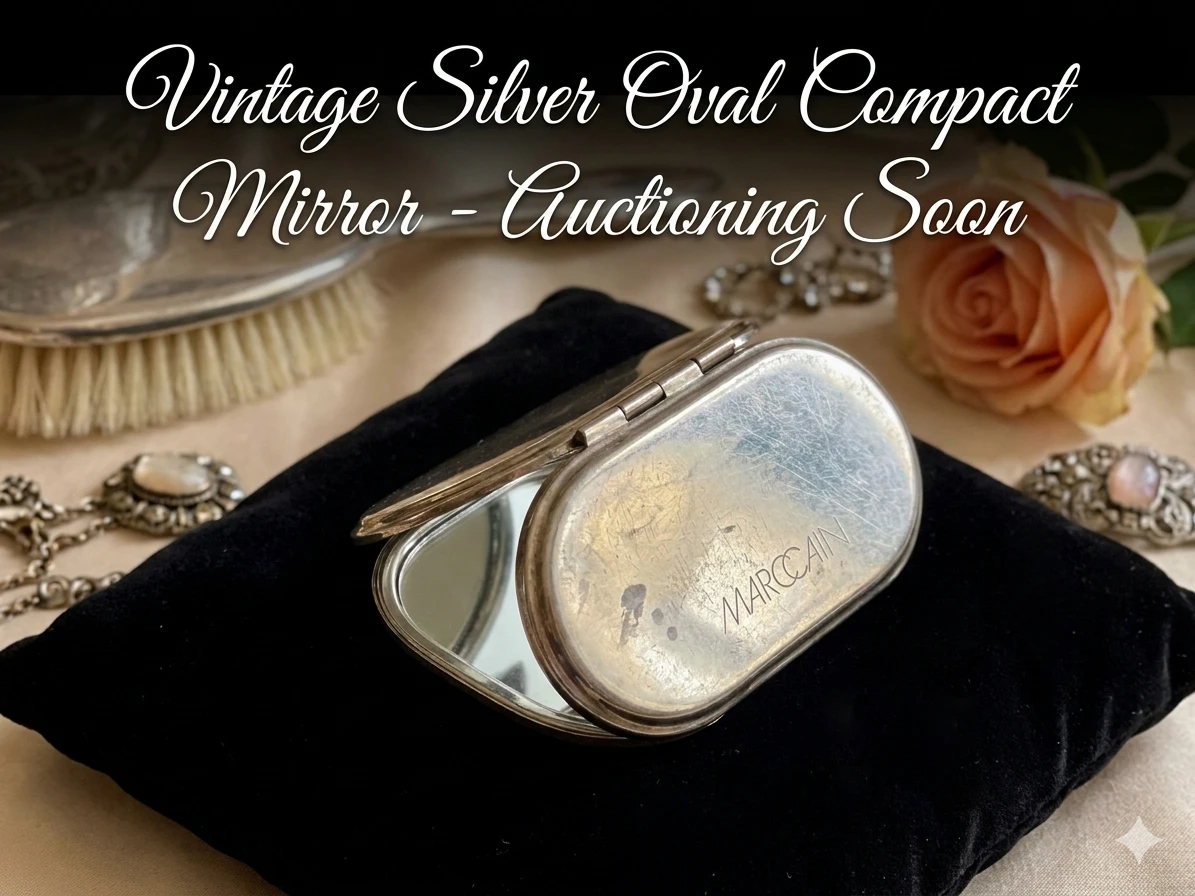 Rare Vintage Marc Cain Engraved Silver Compact Pocket Mirror - photo 2