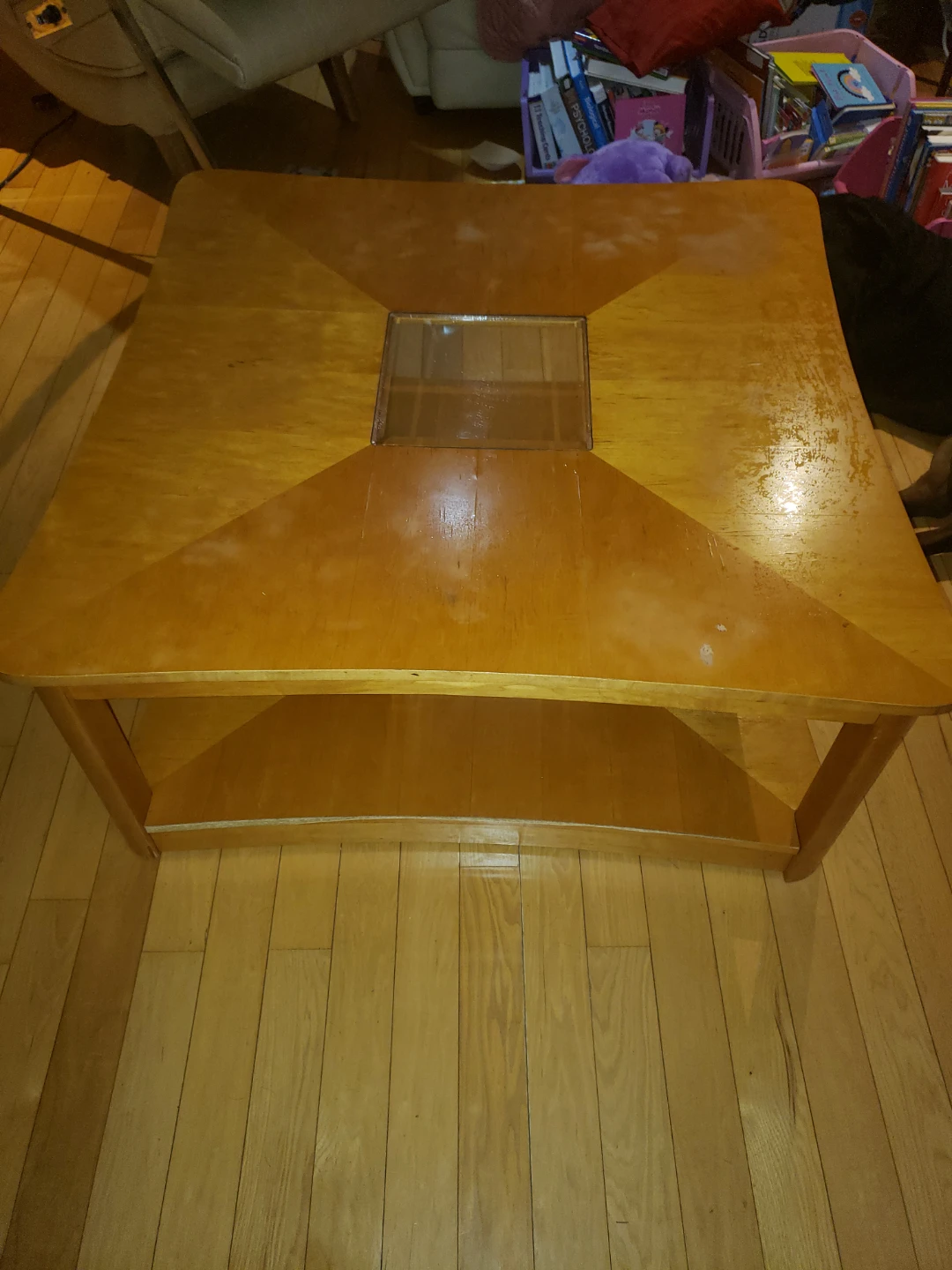 Wooden Coffee Table with Glass Inlay