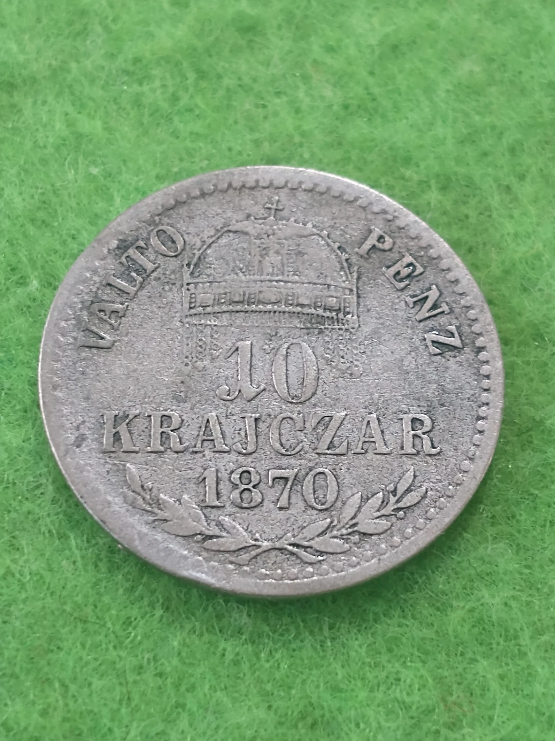 Lovely 1870 Hungary 10 krajczar .400 silver KM #451