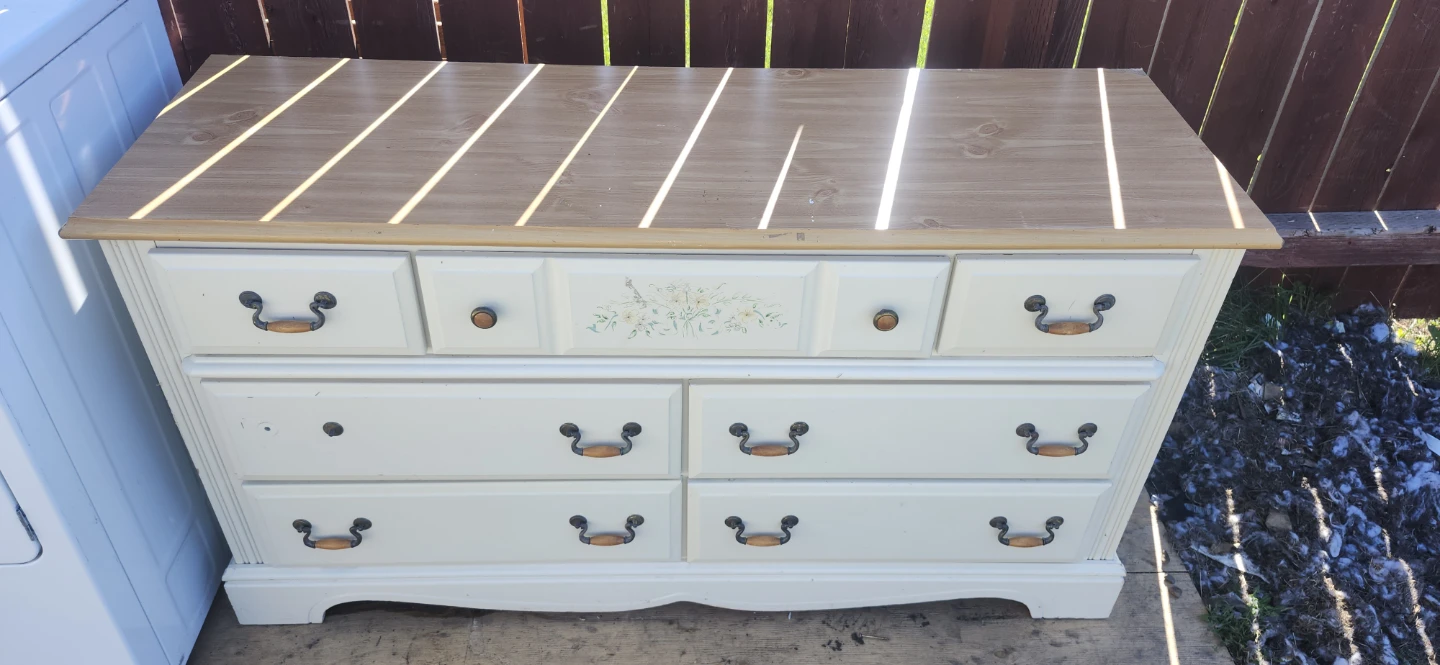 White Dresser with Wood Top