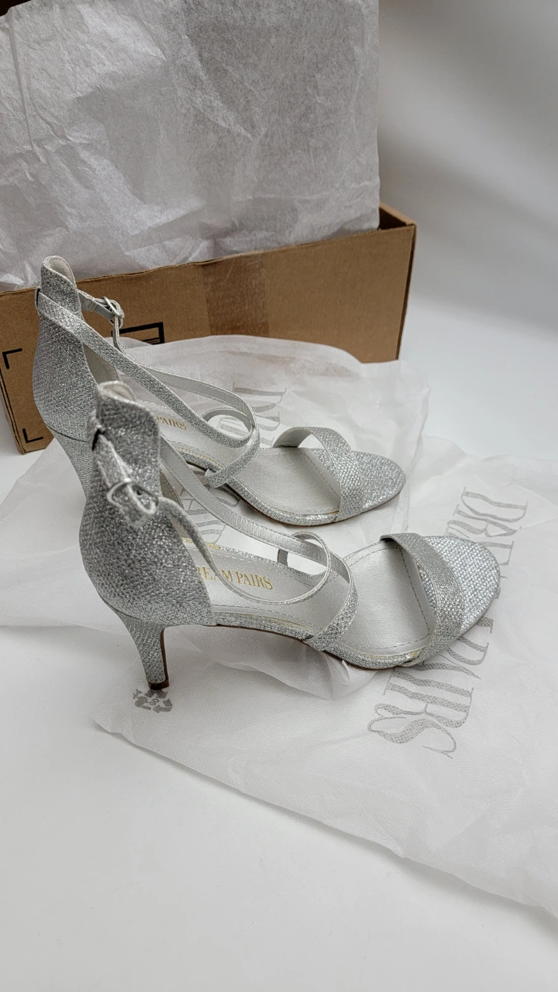 Dream Pairs Dolce Silver Glitter Heels Women’s Size 8.5 Open Toe - photo 3