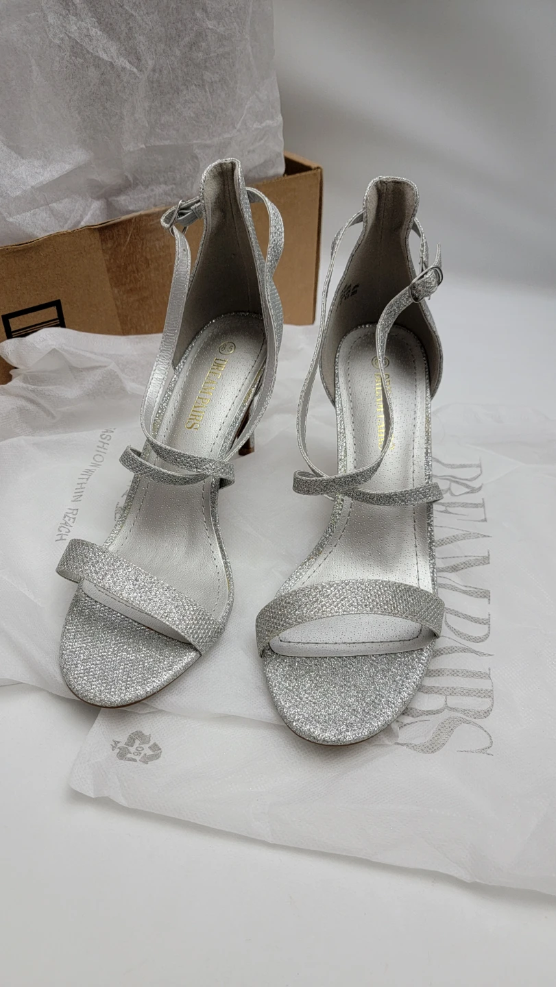 Dream Pairs Dolce Silver Glitter Heels Women’s Size 8.5 Open Toe - photo 5