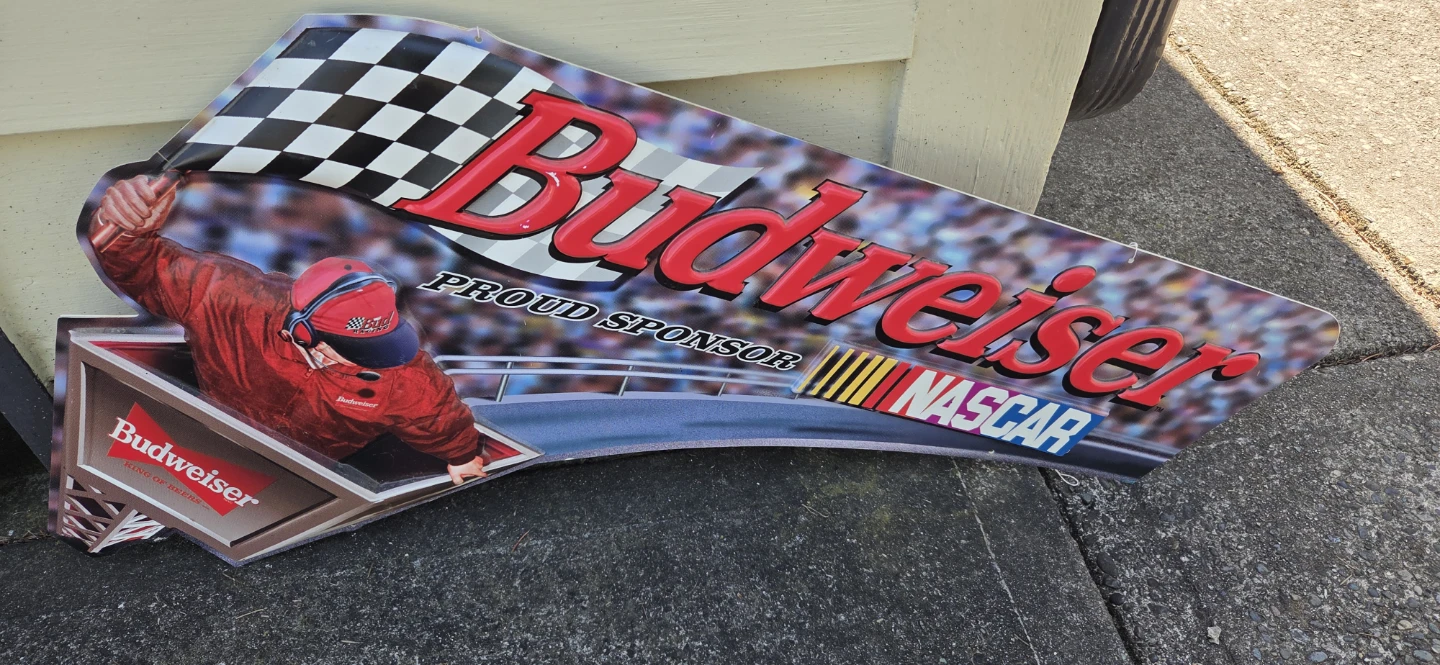 2 sided budweiser NASCAR Racing Sponsor Sign