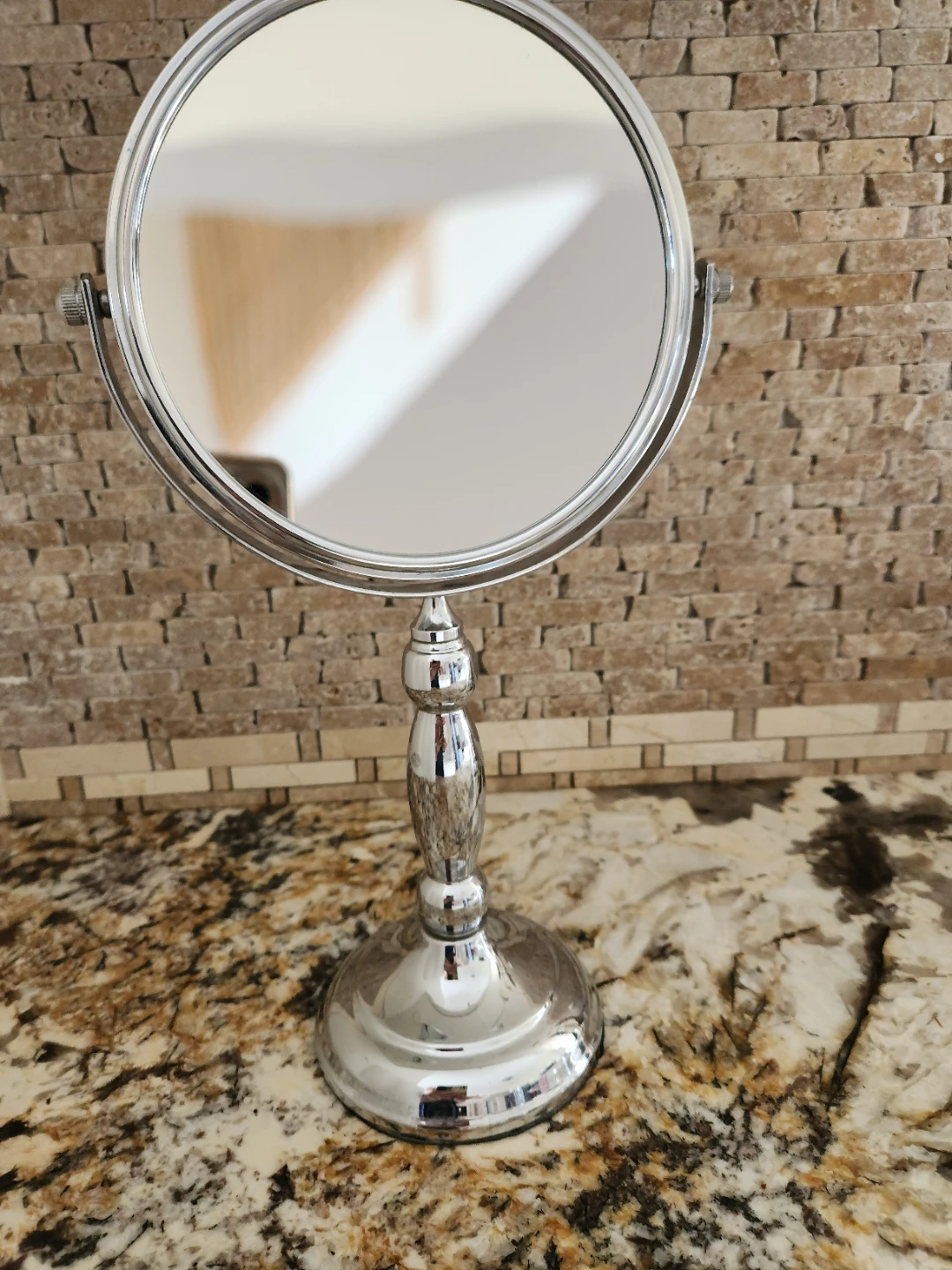 Silver vanity mirror