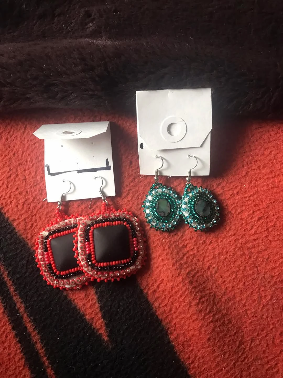 Beaded Earrings - Square & Oval Designs