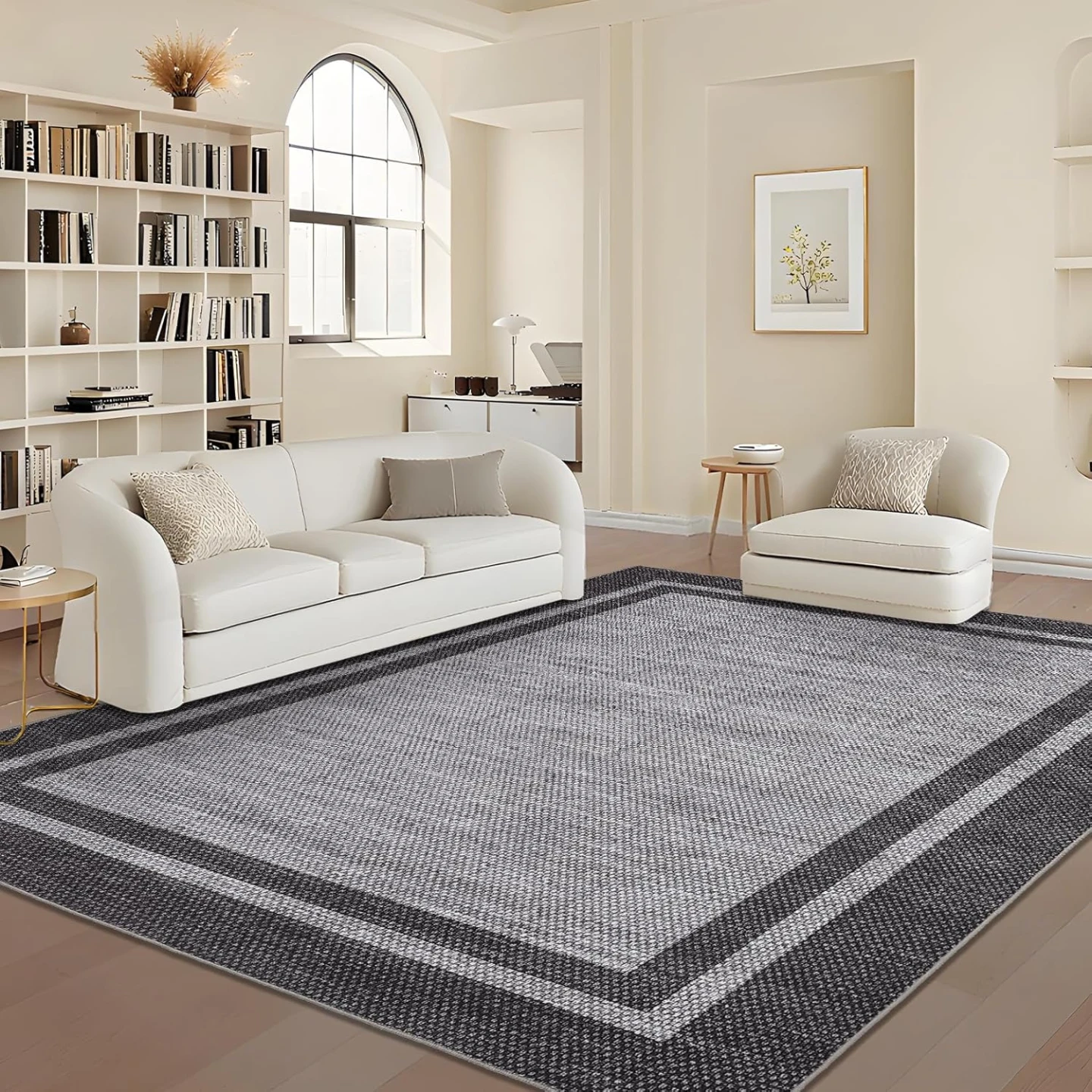 GarveeHome Bordered Washable Area Rug 9x12  Non Slip Carpet