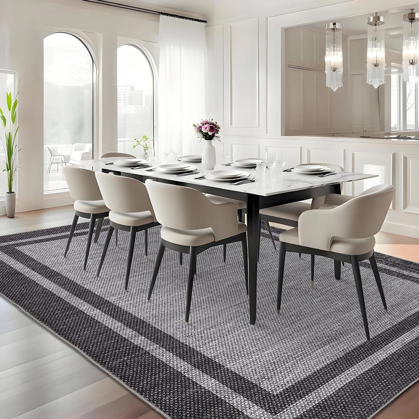 GarveeHome Bordered Washable Area Rug 9x12  Non Slip Carpet - photo 2