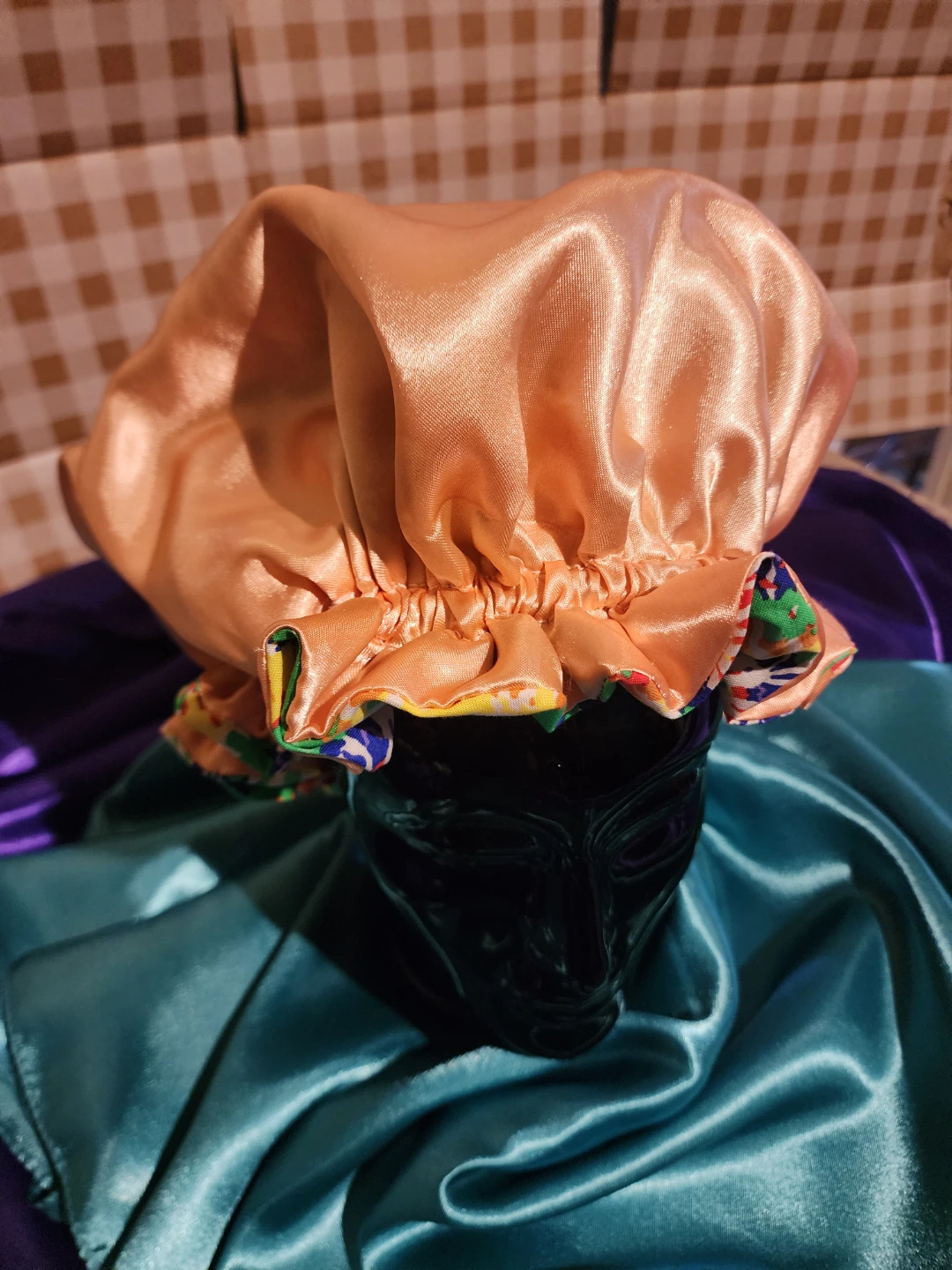 Satin Lined Shower Cap/Bonnet - Colorful Print - photo 5