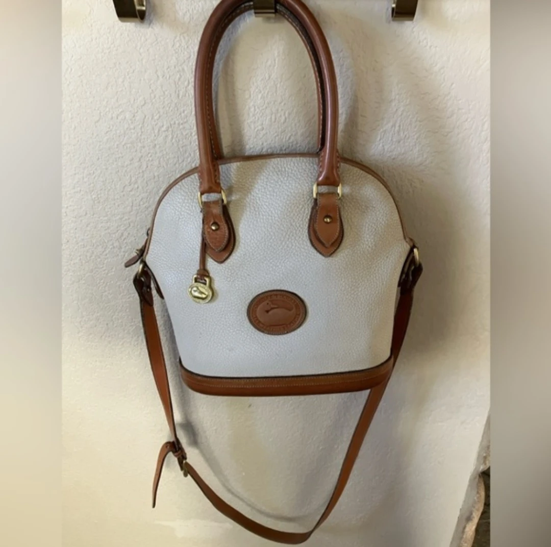 Dooney & Bourke All-Weather Leather Satchel Bag - Cream/Brown