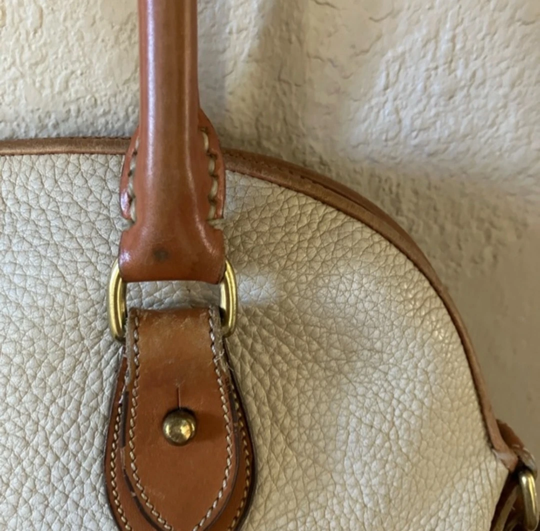 Dooney & Bourke All-Weather Leather Satchel Bag - Cream/Brown - photo 4