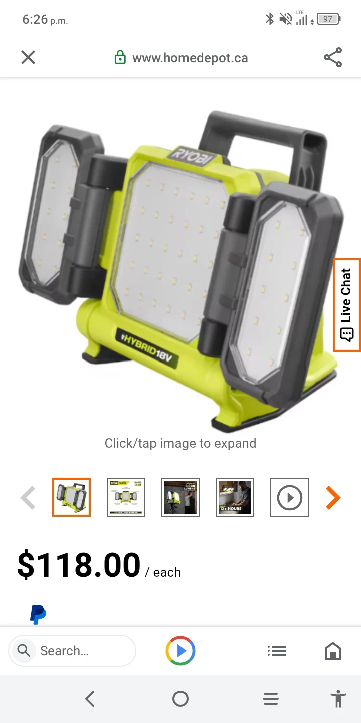 Ryobi ONE+ Hybrid 18V LED Panel Light PCL631