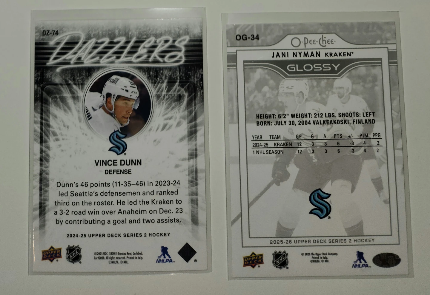 Pick Up x2 Seattle Kraken Hockey Cards w/ Rookie - photo 2
