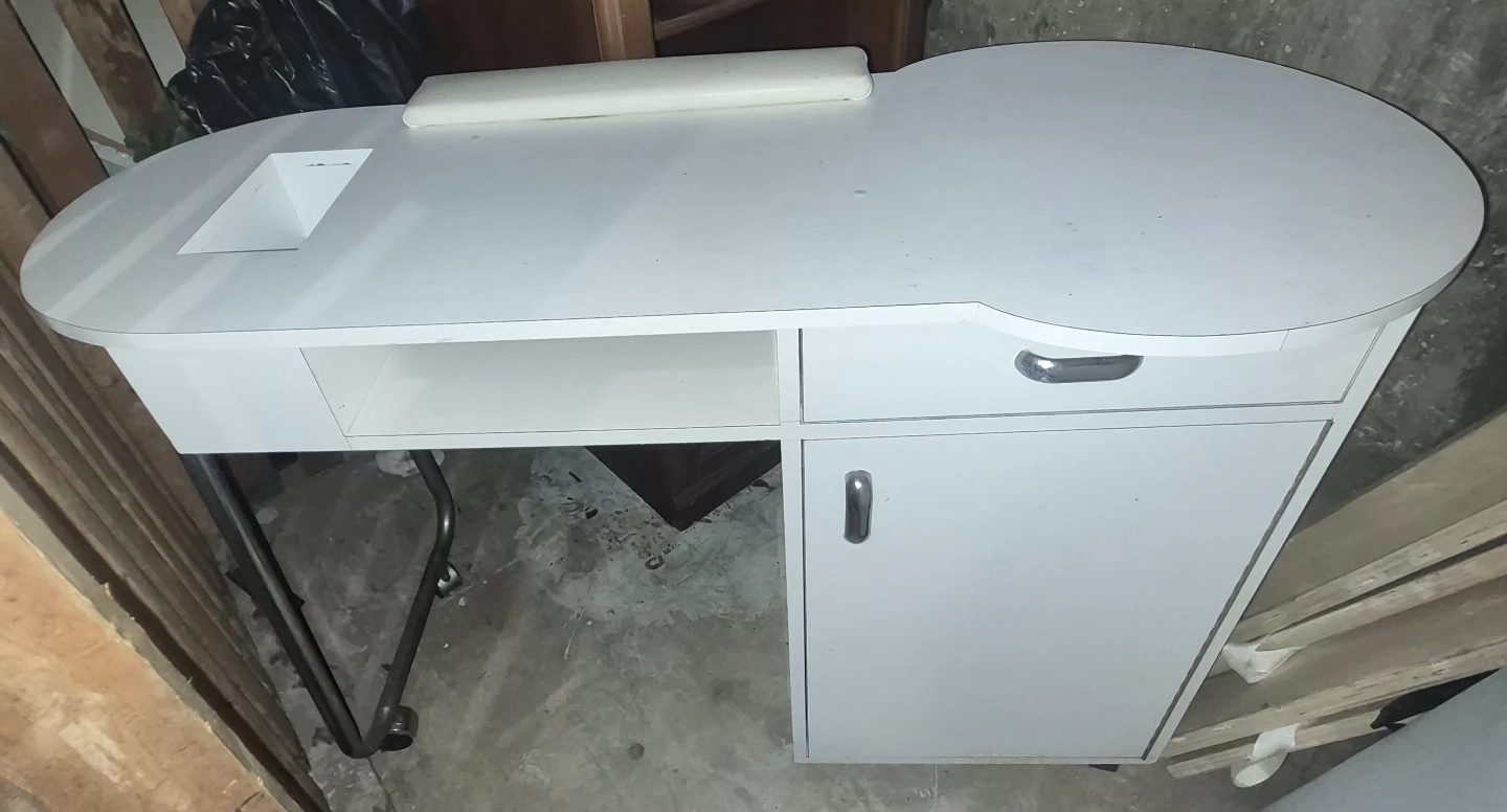 White Nail Tech Desk with Storage