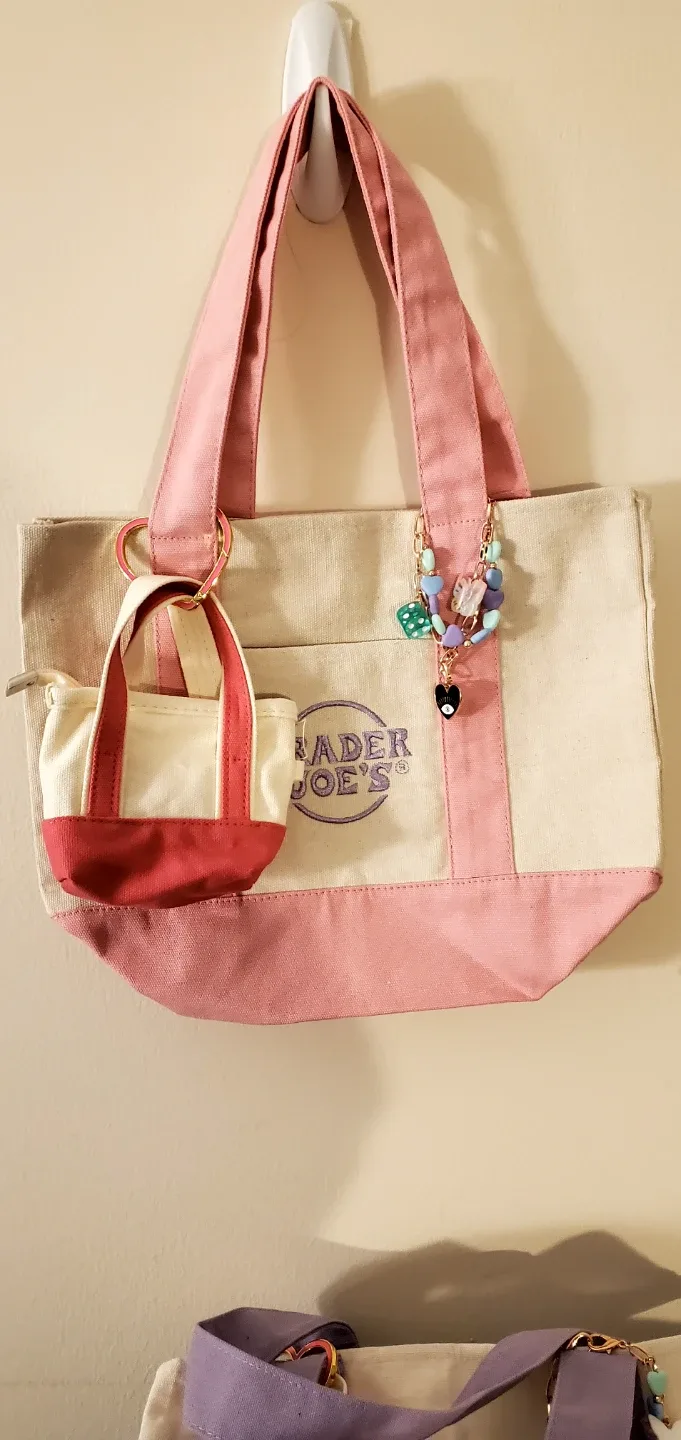 Trader Joe's Canvas Tote Bag with Charm Set - photo 2