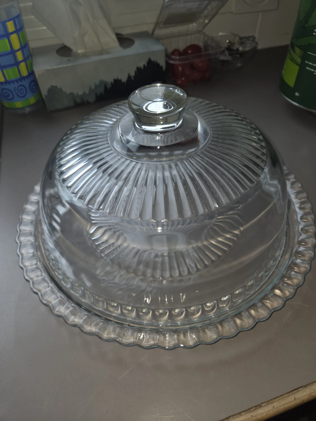 Glass Cake Dome and Plate Set - photo 2