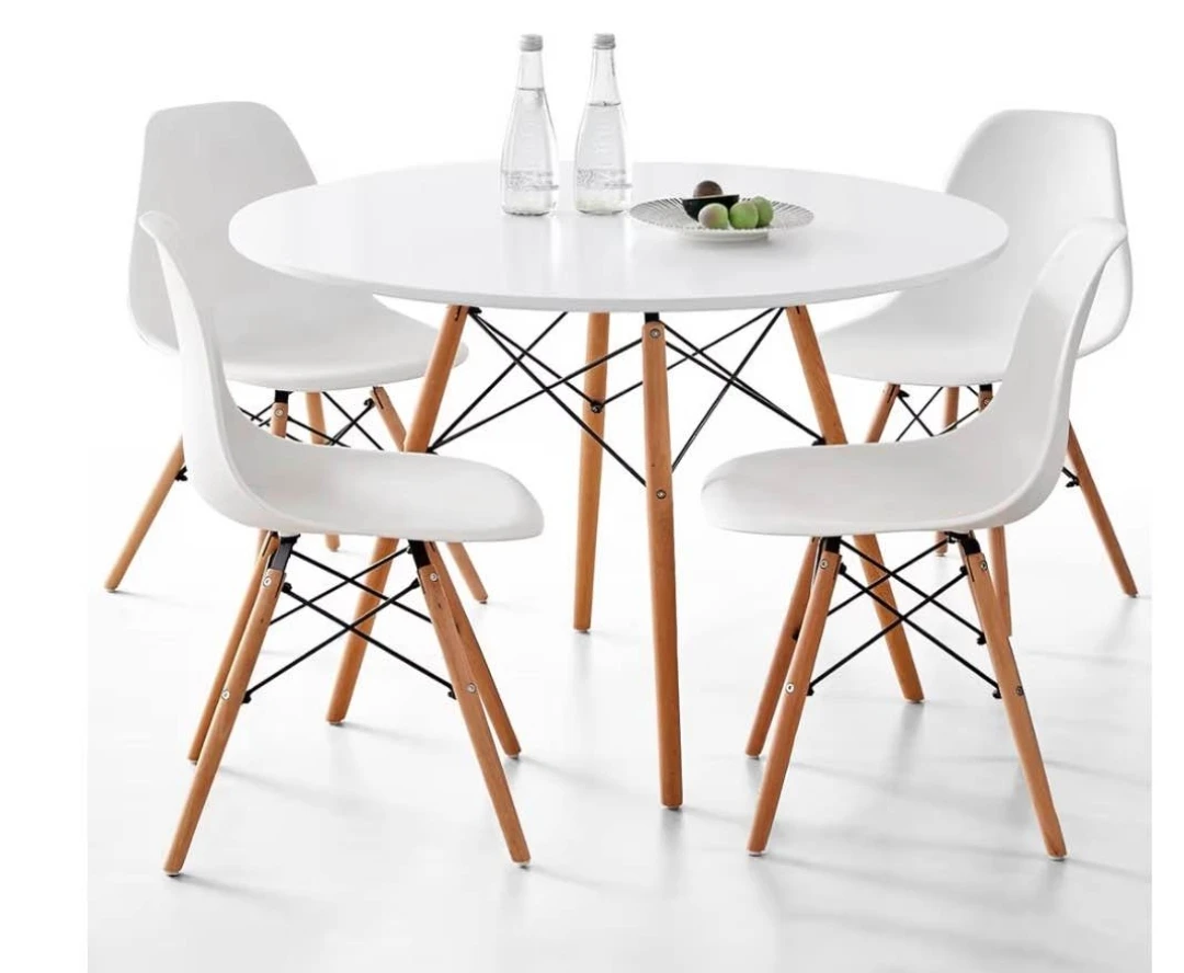 Almost brand new White Round Dining Table with 4 Chairs