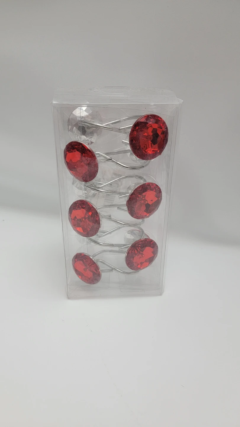 Luxury Red Crystal Shower Curtain Hooks Set of 12 Chrome - photo 3
