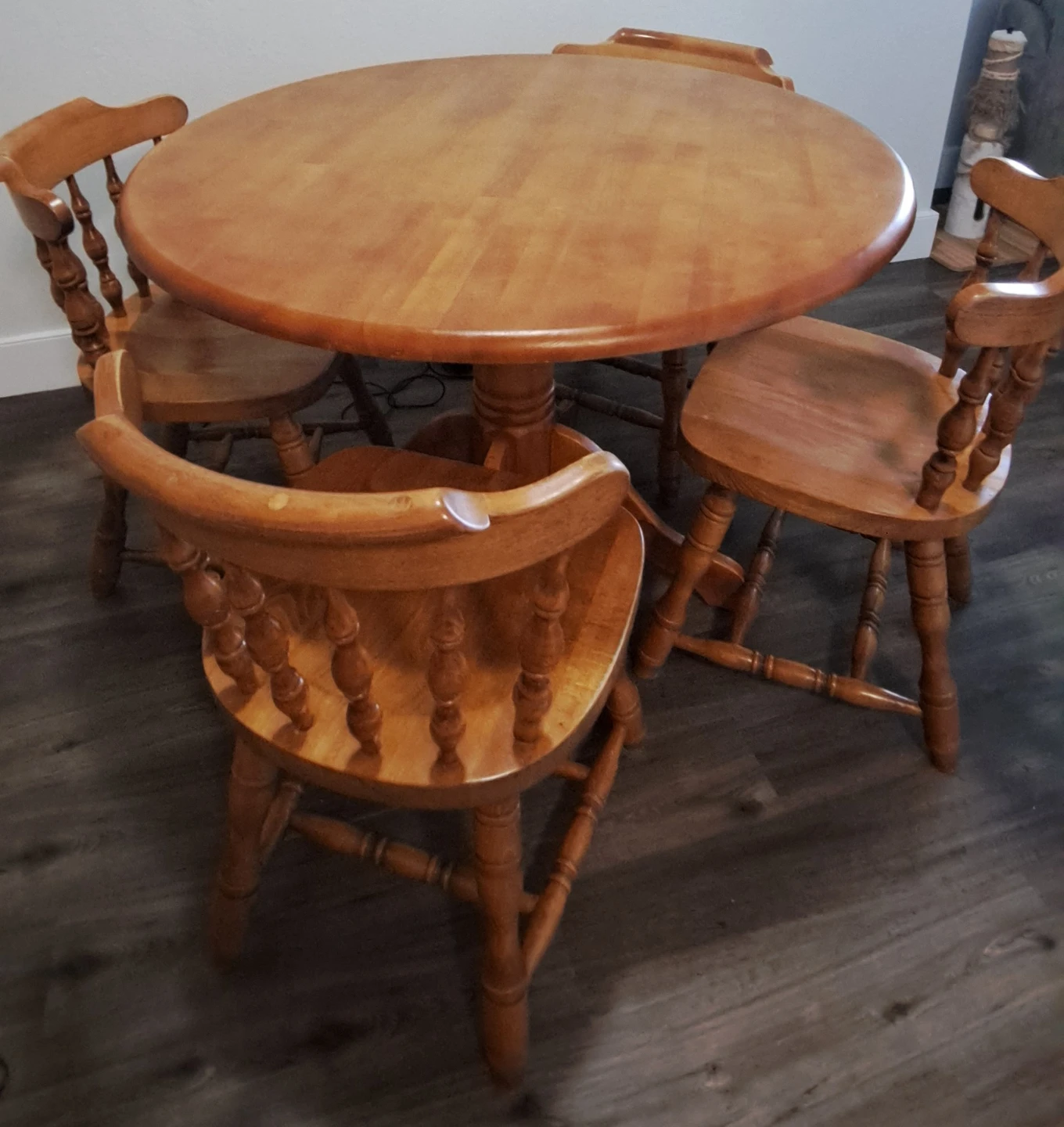 Wooden Round Dining Table with 4 Chairs