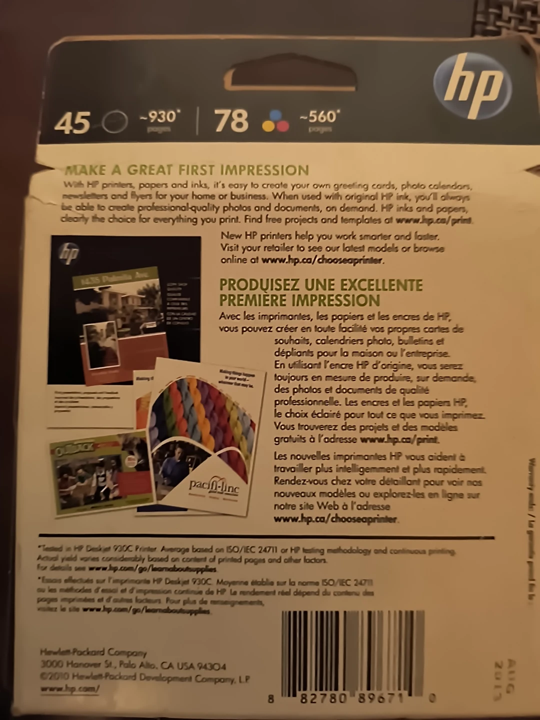 HP 45 Black & 78 Tri-color Ink Cartridge Combo Pack - photo 3