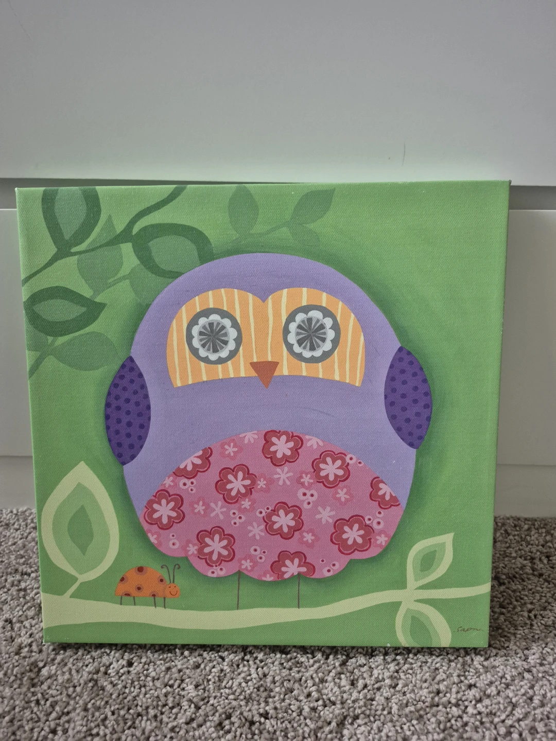 Set of 3 Owl Canvas Wall Art Prints & Plushie for Kids' room - photo 4