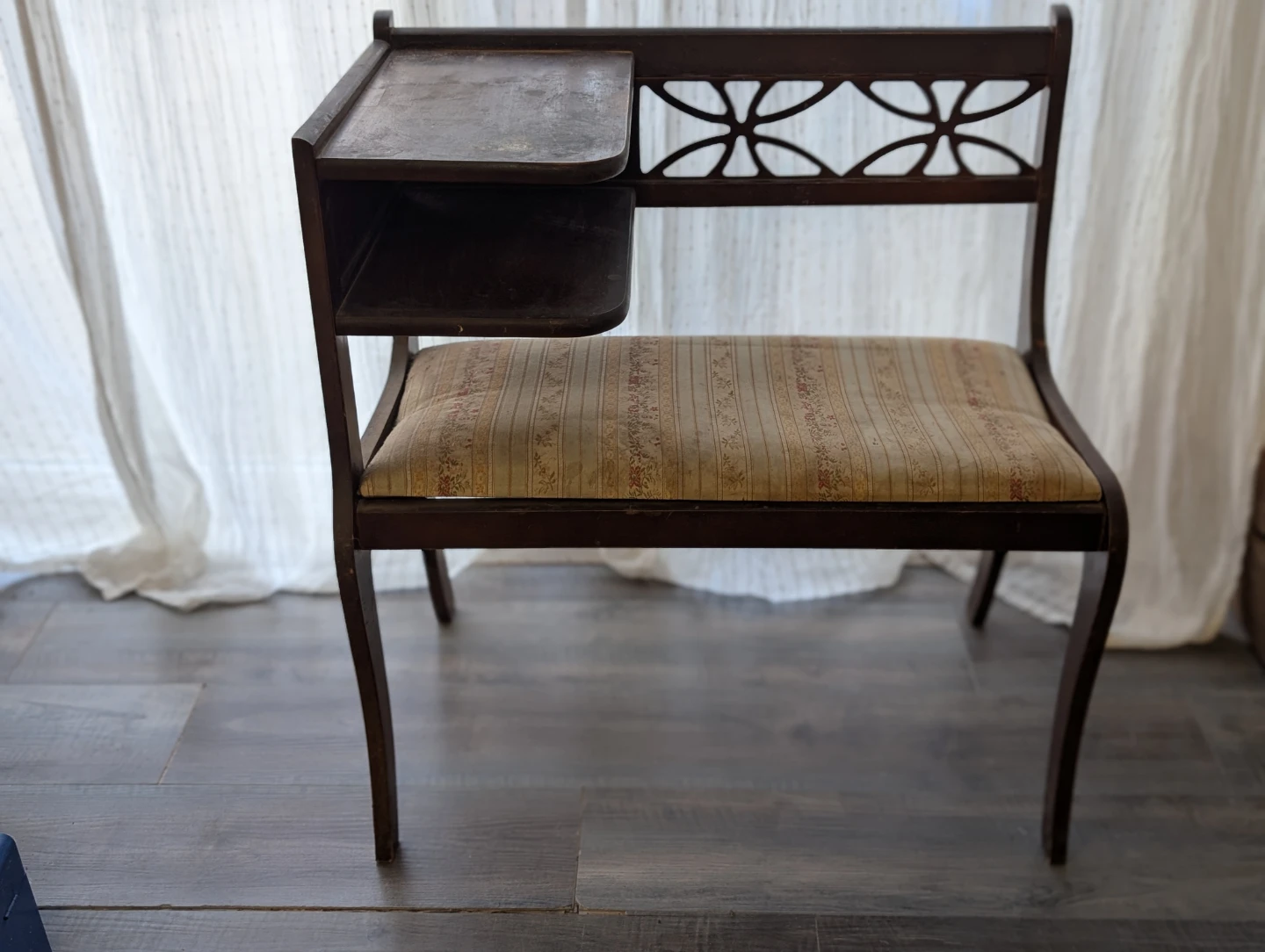 Antique Wooden Telephone Table with Seat