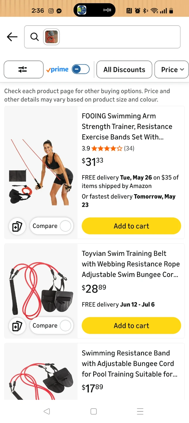 FOOING Swimming Arm Strength Trainer Resistance Bands Set