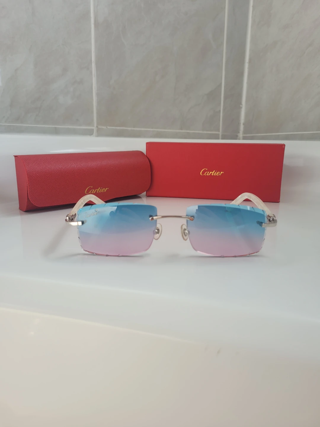 Cartier Rimless Sunglasses - Blue/Pink Gradient Lenses - photo 3