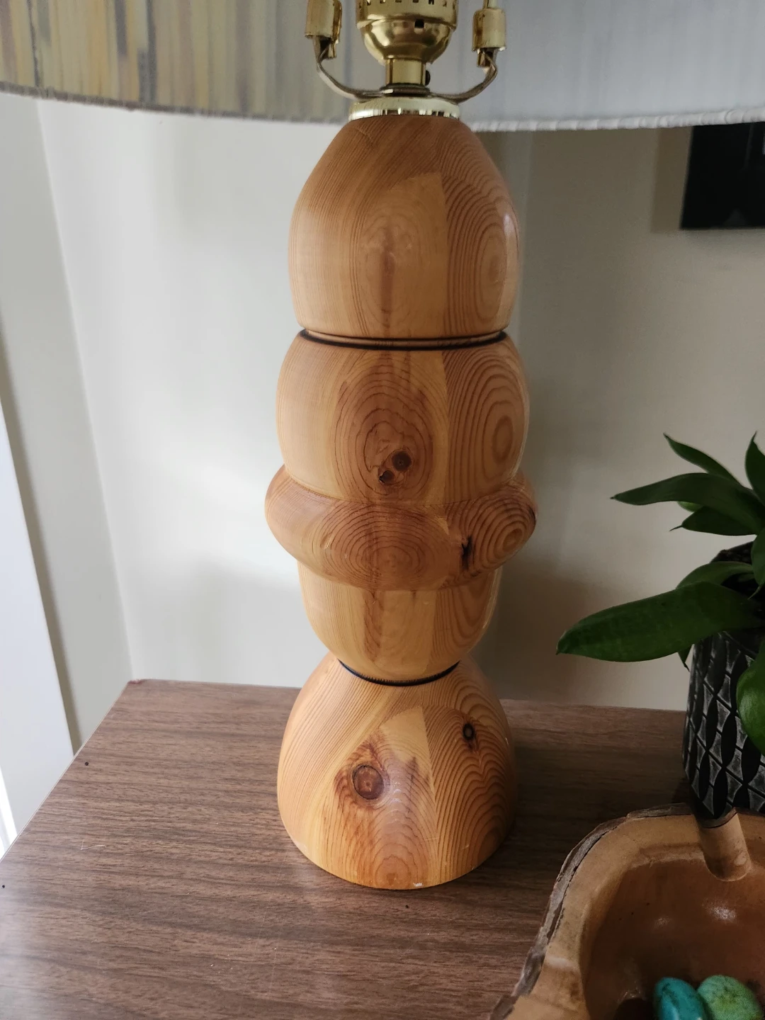 Vintage homemade Wooden Lamp with custom Lampshade - photo 3