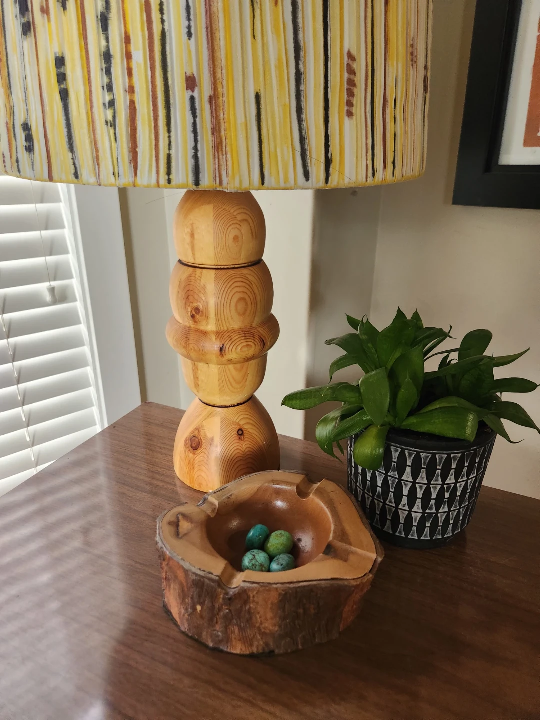 Vintage homemade Wooden Lamp with custom Lampshade - photo 5