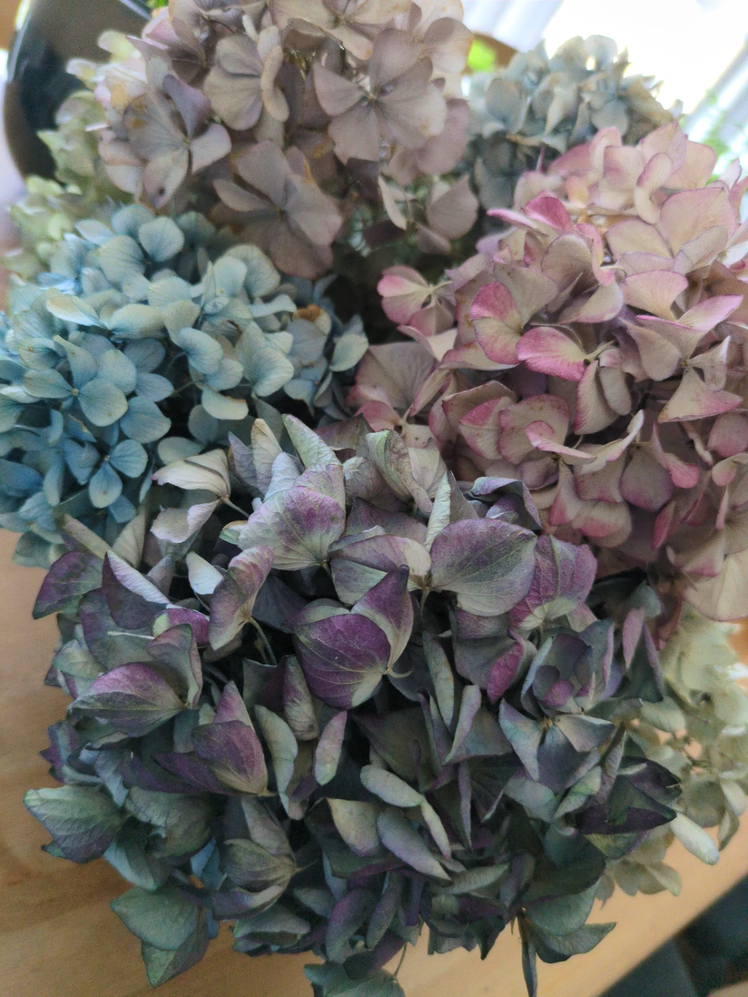Dried Hydrangea Floral Arrangement in Stone Planter - photo 2