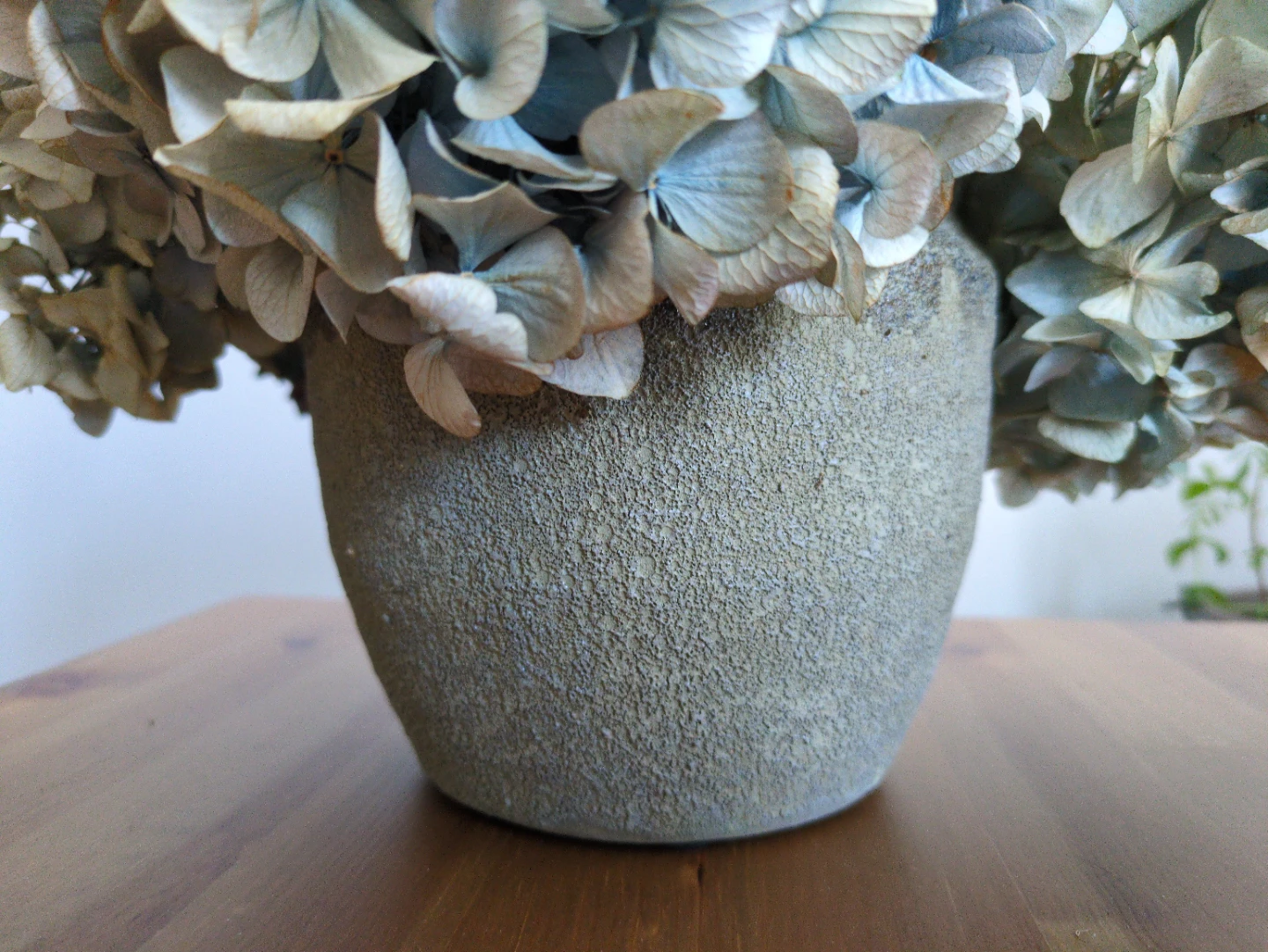Dried Hydrangea Floral Arrangement in Stone Planter - photo 3
