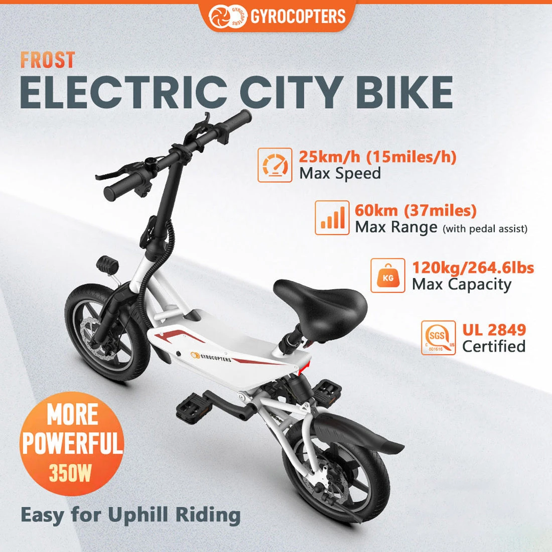 Gyrocopters Frost Electric City Bike - White - photo 3