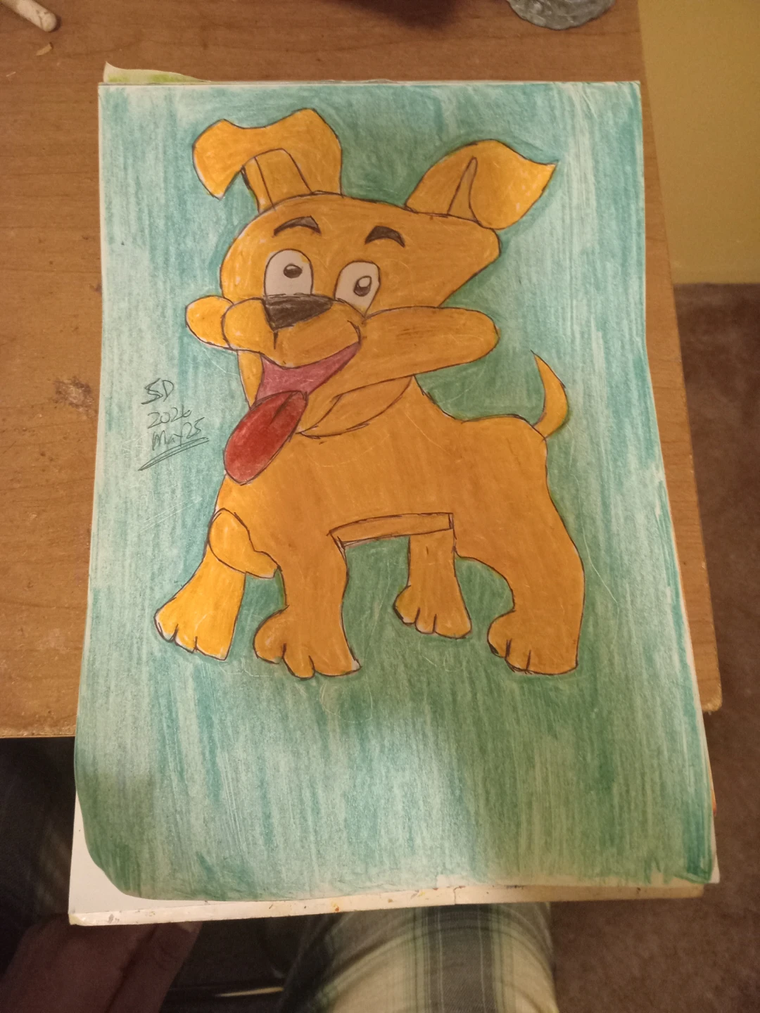 Orange Dog with a Green Background Drawing - photo 2