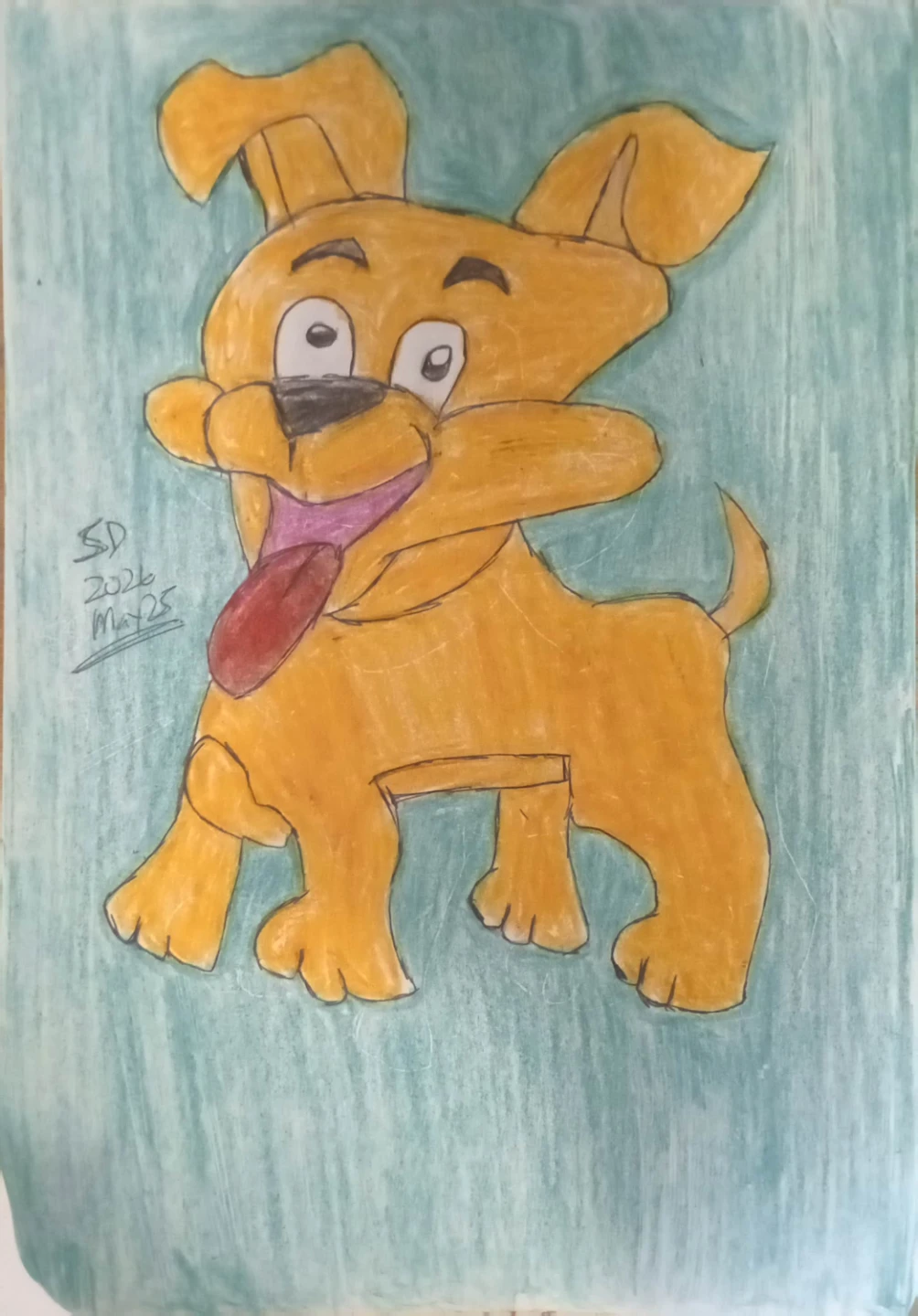 Orange Dog with a Green Background Drawing - photo 4