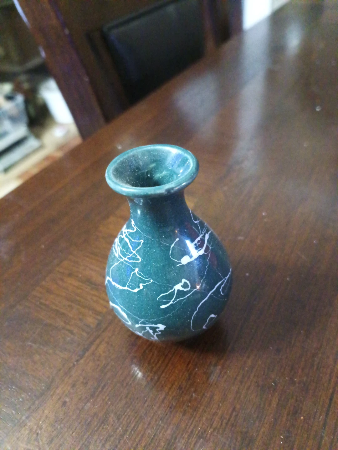 Small Green and White Swirl Vase