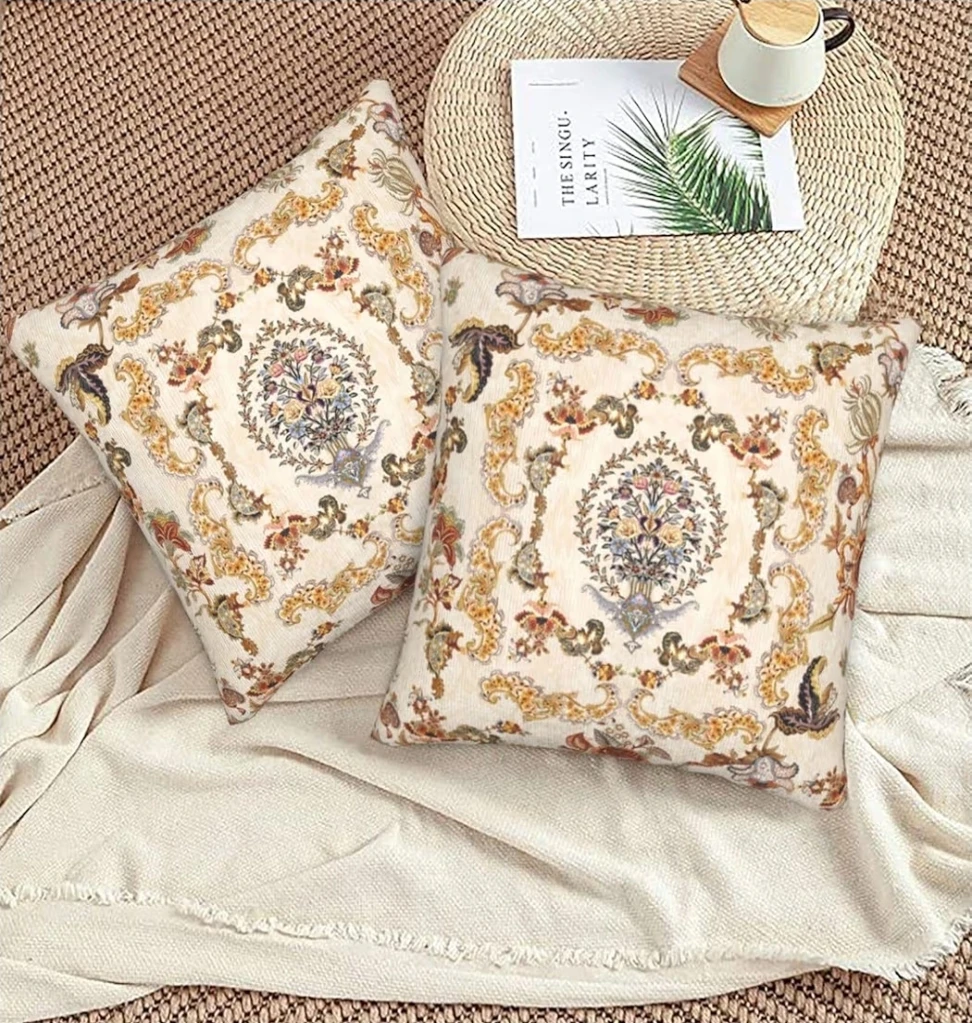 Vintage Floral Throw Pillow Covers (Set of 2)