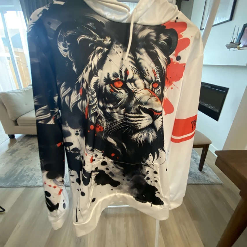 Graphic Lion Print Hoodie and Jogger Set