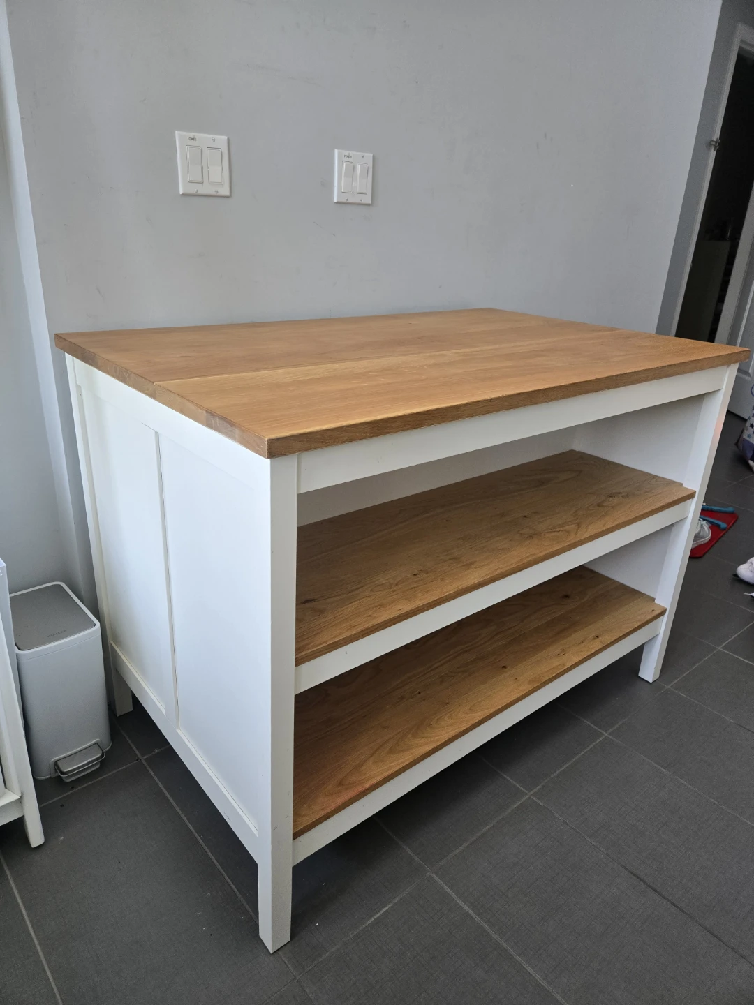 Newly refinished ikea tornviken kitchen island  butcher block