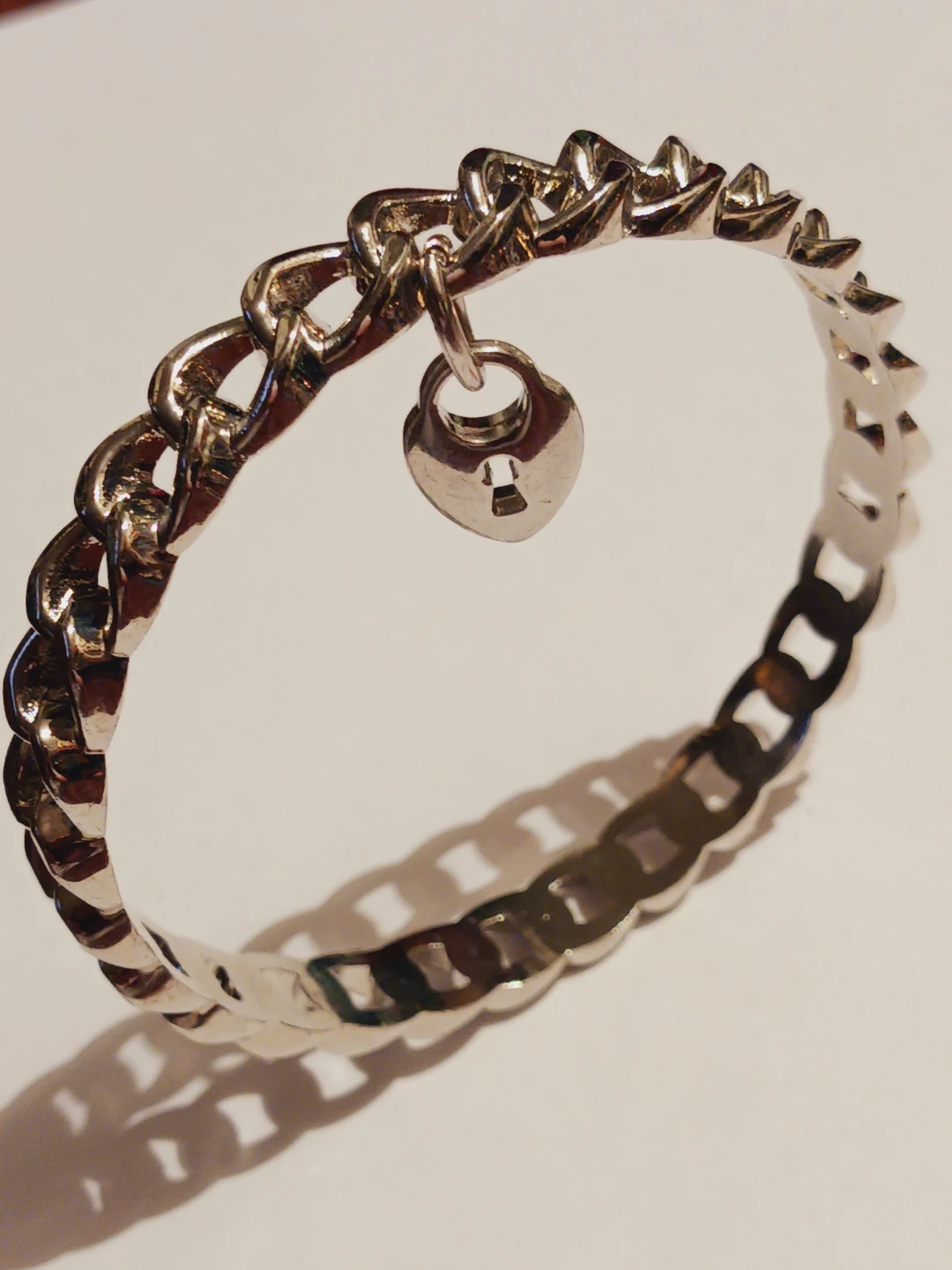 New!!  Silver Tone Chain Bracelet with Heart Lock Charm - photo 5