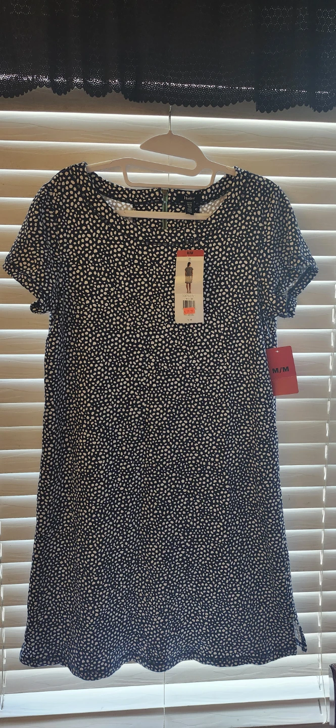 Hatley Women's Short Sleeve Dress M/M Navy White Dot Print