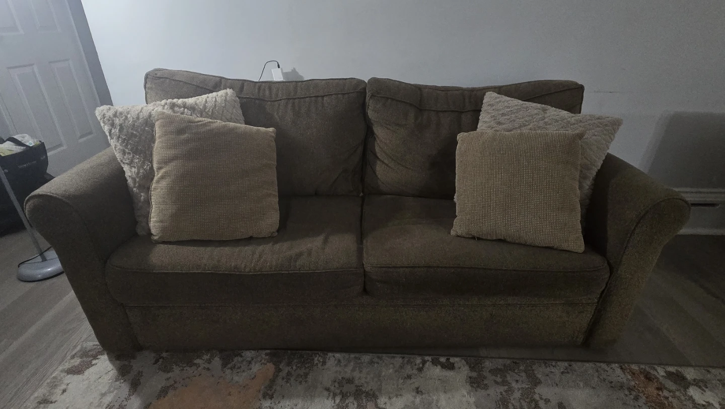 RUSH SALE!!! Brown pull out SOFA BED with pillows