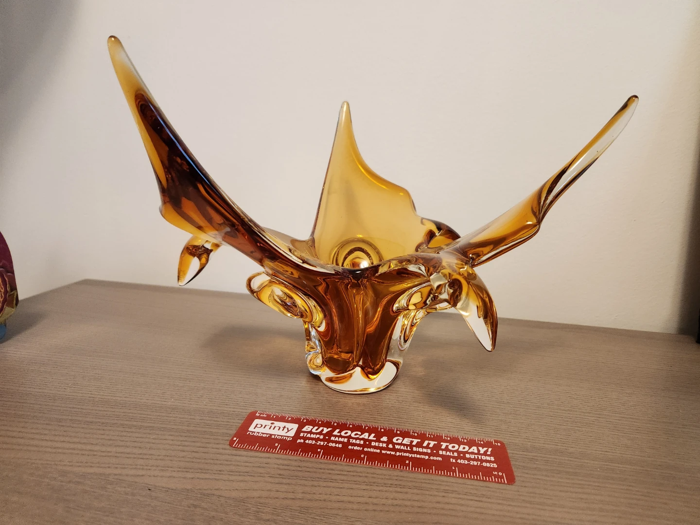Amber Glass Butterfly Bowl - photo 2