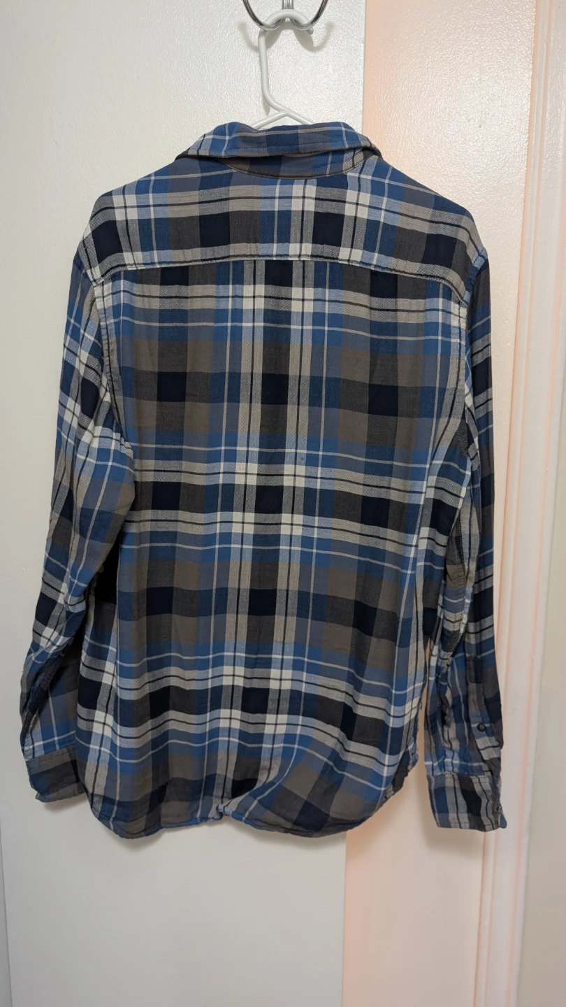 American Eagle Outfitters Men's Blue Plaid Flannel Shirt - photo 3