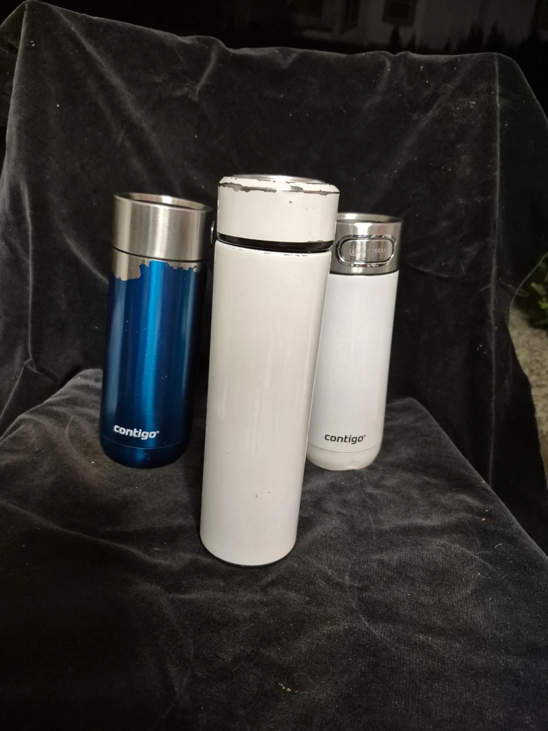 2 Contigo Water Bottles and Generic Drink Bottle