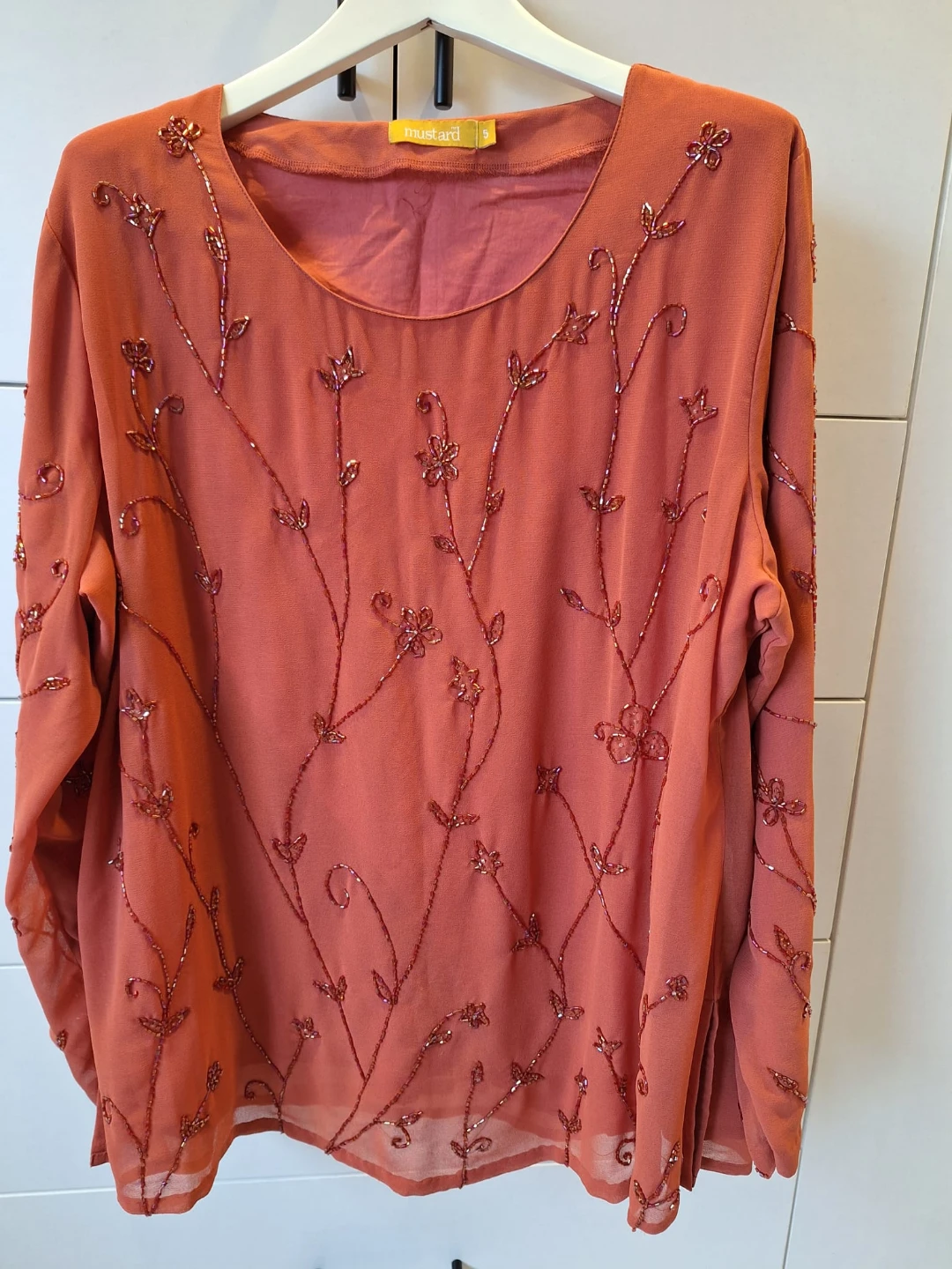 Beautiful Rusty Orange Beaded Kurta / Top