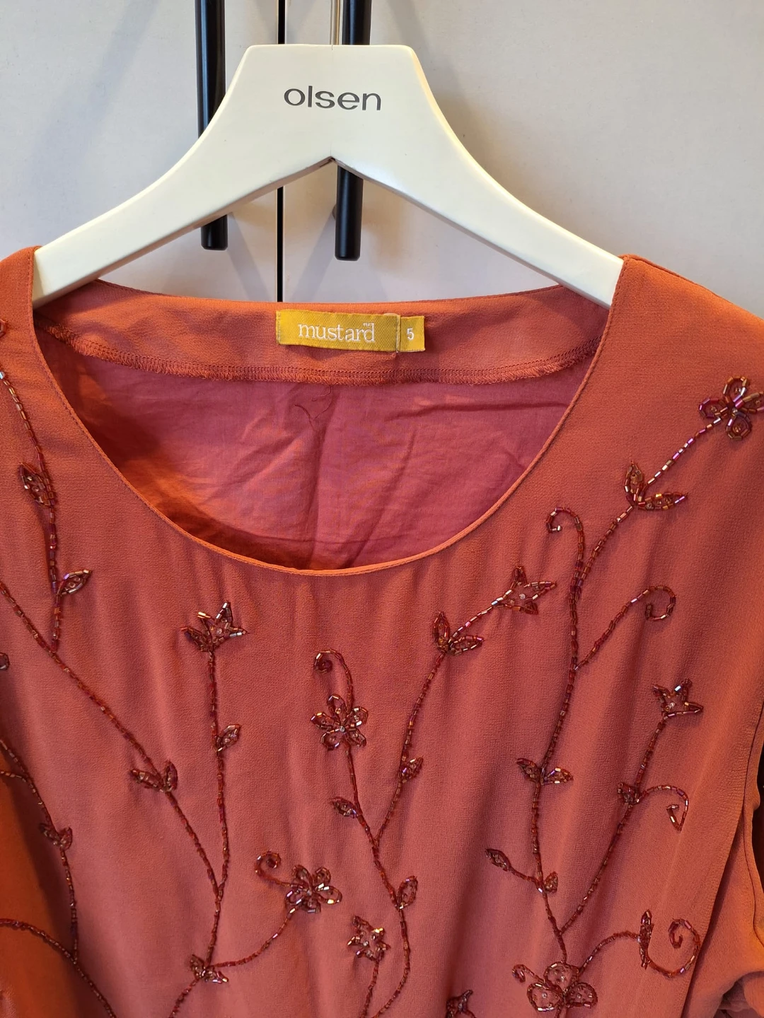 Beautiful Rusty Orange Beaded Kurta / Top - photo 2