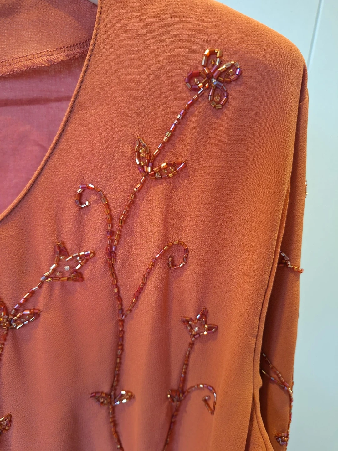 Beautiful Rusty Orange Beaded Kurta / Top - photo 3
