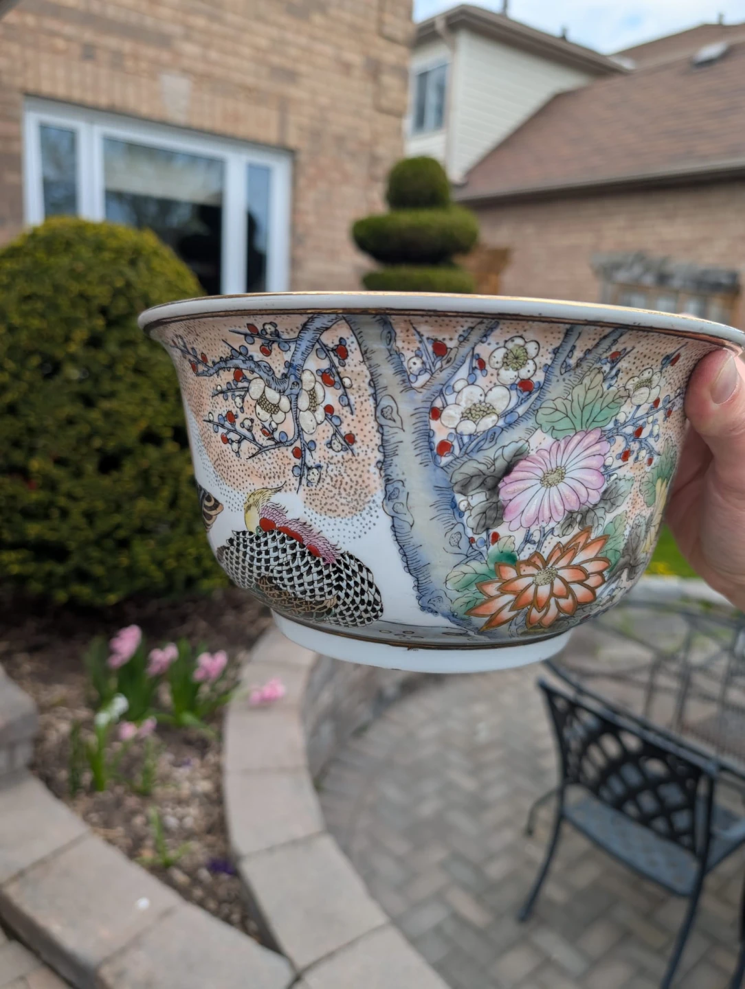 Chinese Macau porcelain  Bowl with Bird and Floral Design - photo 2