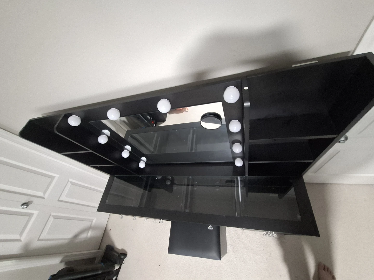 New Black Makeup Table with Lights and Stool - photo 3